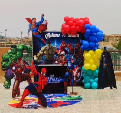 Superheroes and Paw Patrol Backdrop