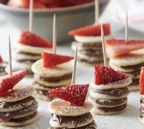 Mini Pancake skewers by Bites